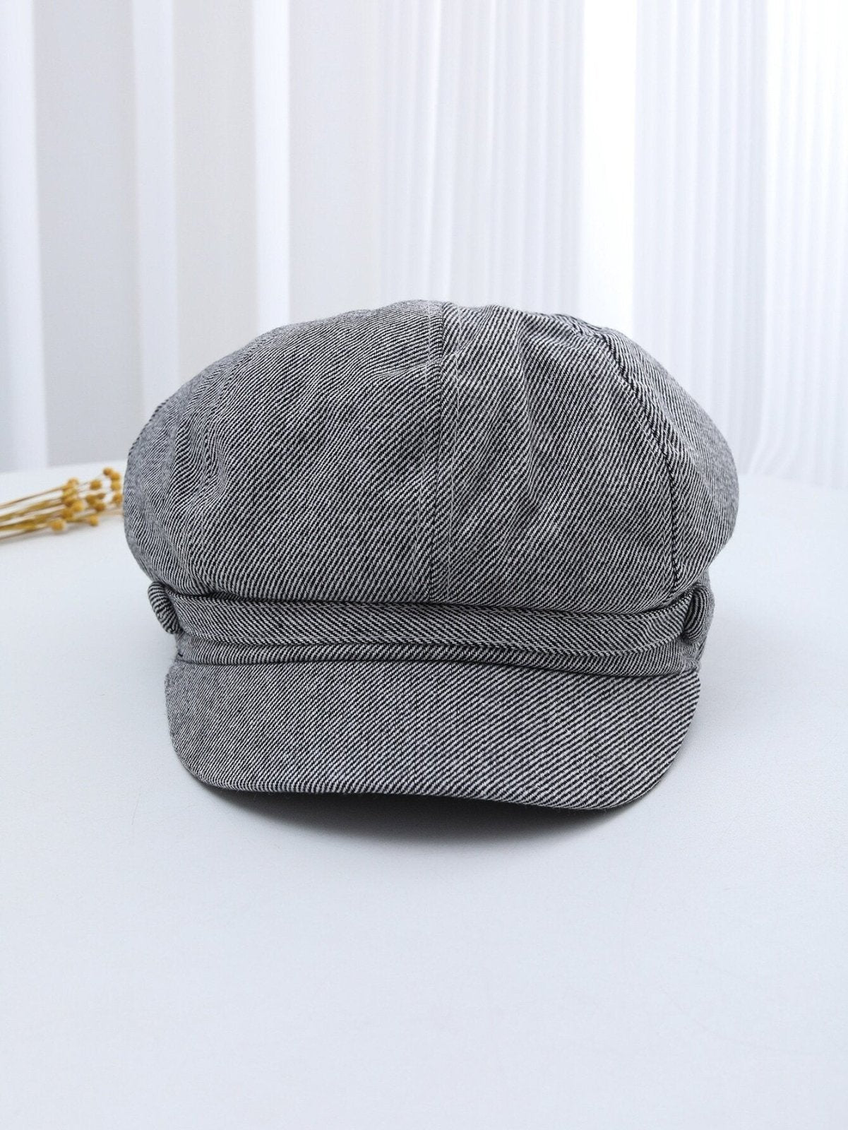 Stripe Print Baker Boy Cap