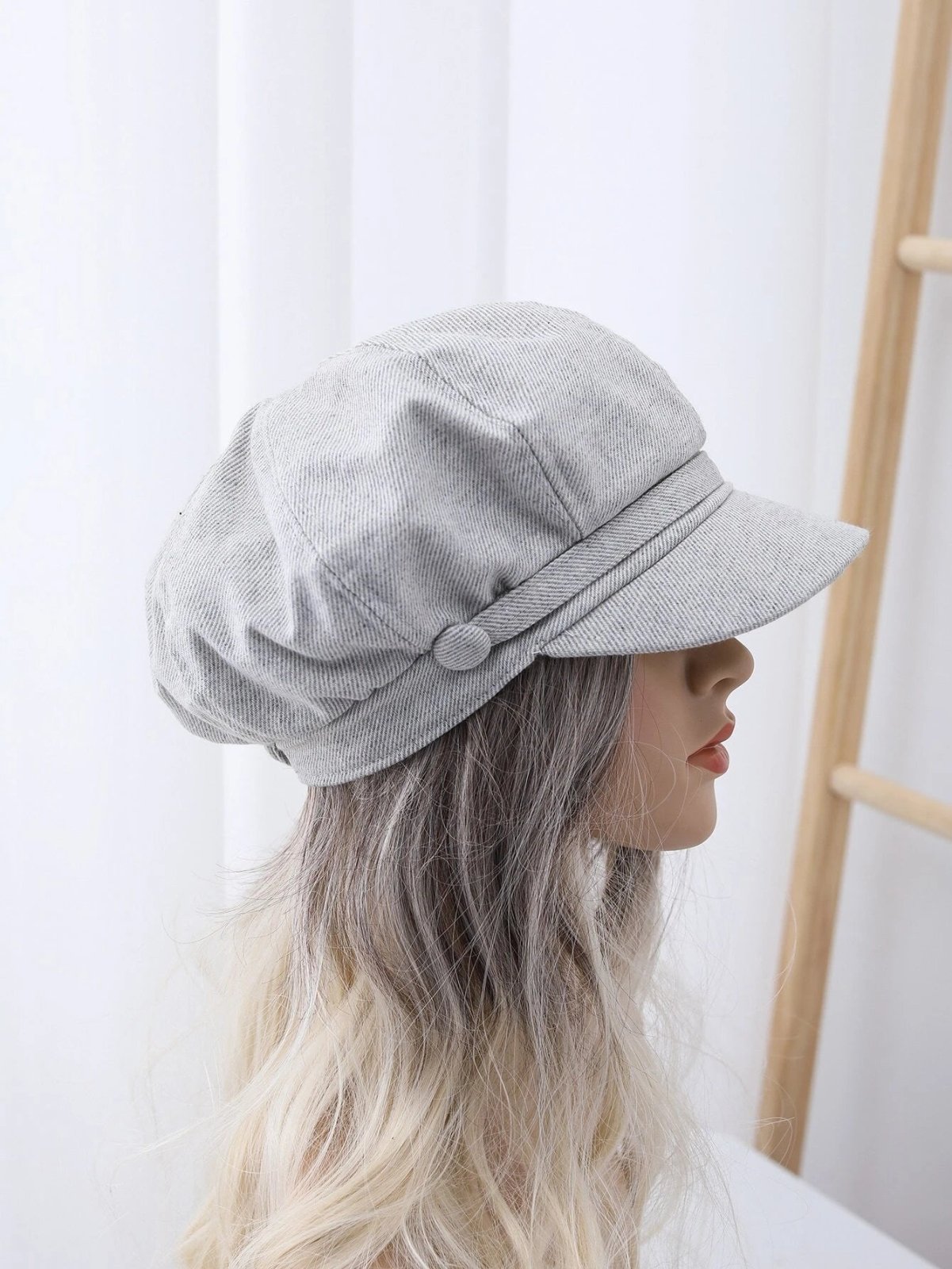 Stripe Print Baker Boy Cap
