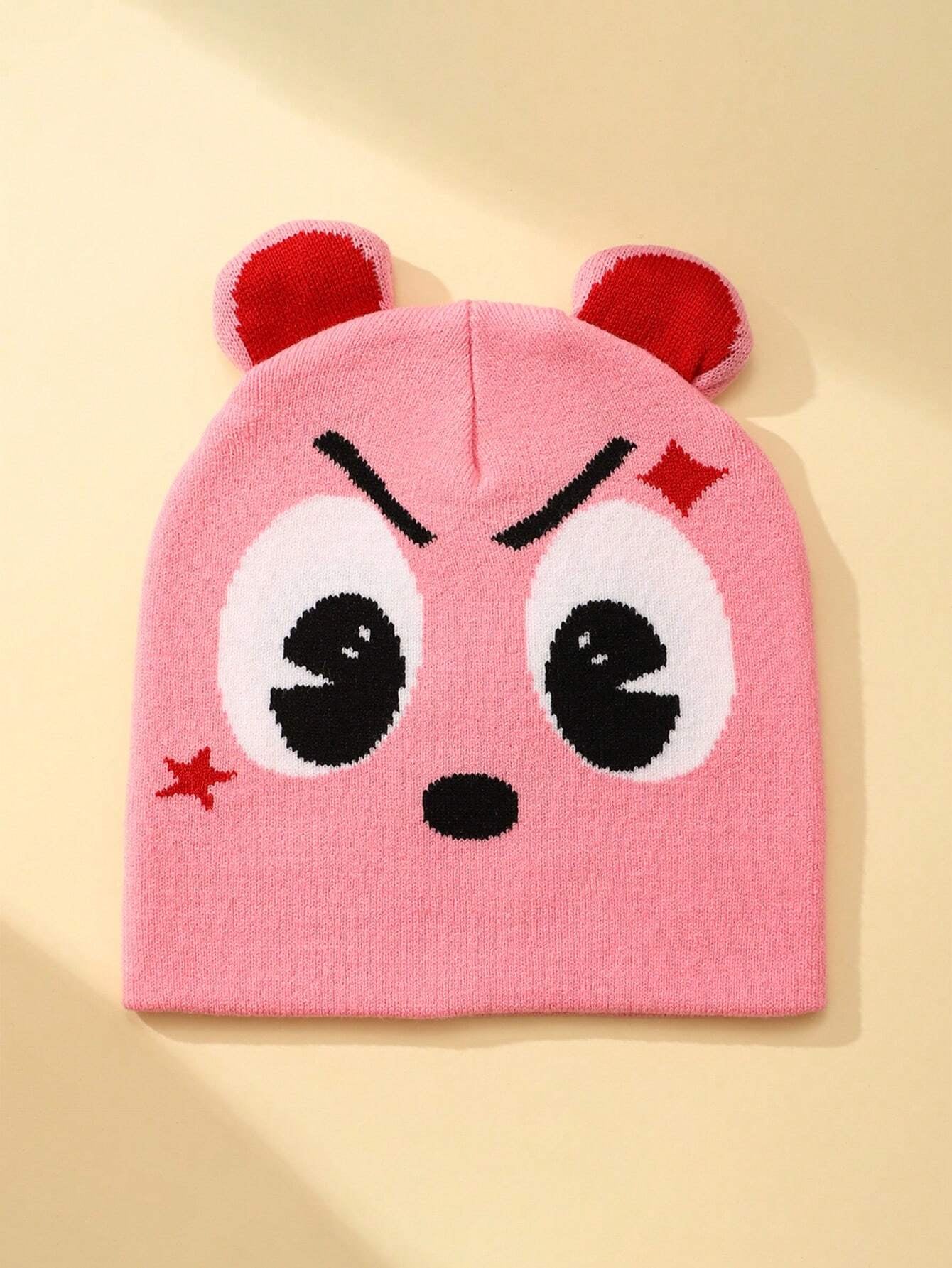 Pink Kirby-like Knitted Beanie Hat