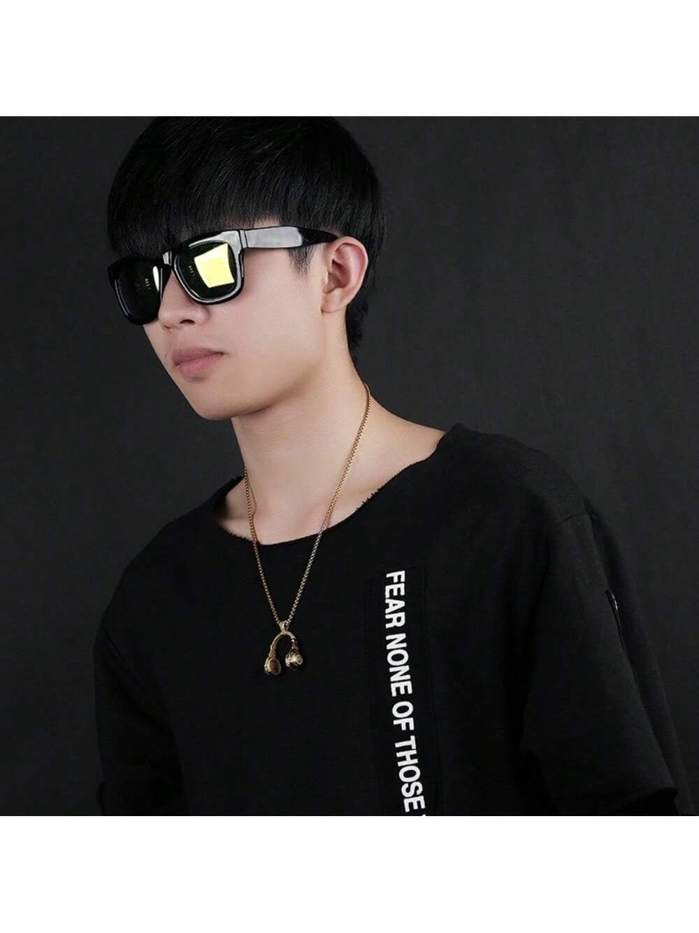 DJ Headphone Pendant Necklace (Black)