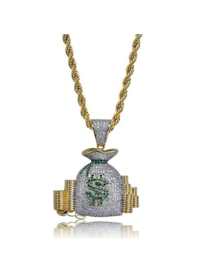 Money Bags Pendant Necklace with 24” Chain