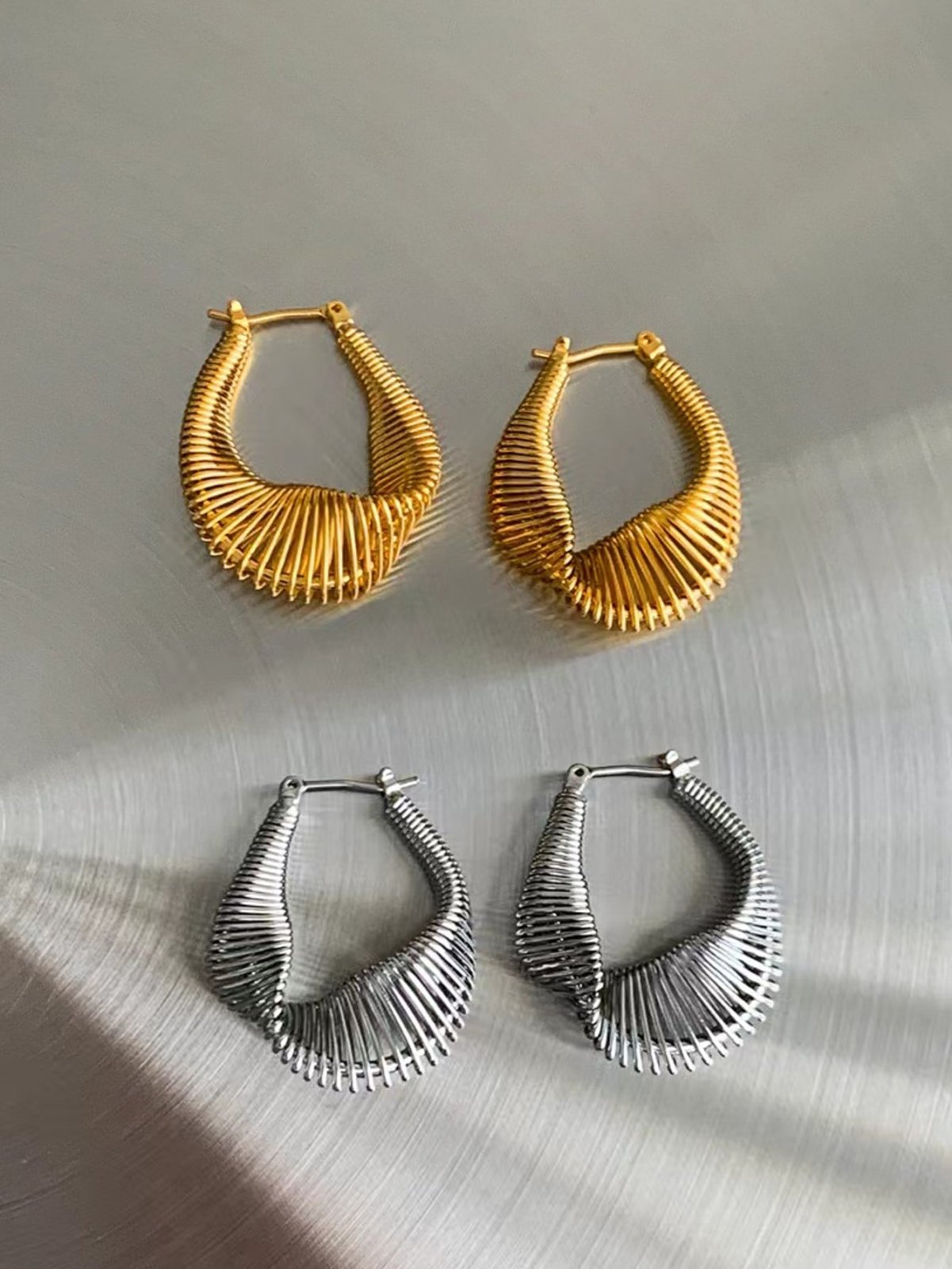 Elegant Twisted Coil 18K Gold-Plated Earrings