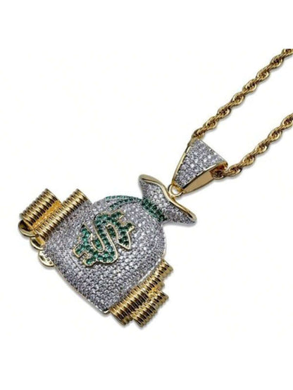 Money Bags Pendant Necklace with 24” Chain