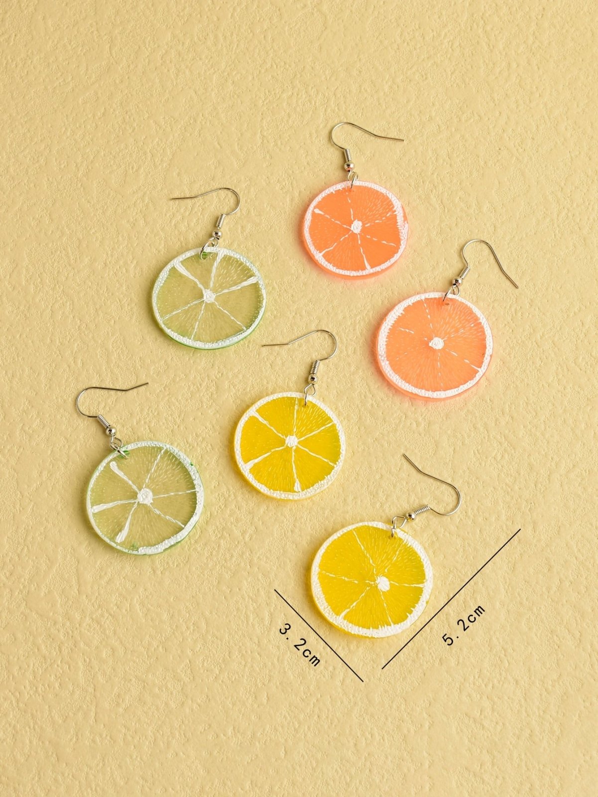 Lemon Slice Dangle Earrings Set (3-Pair)