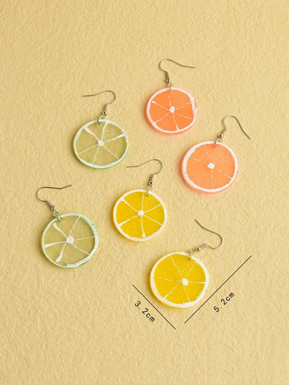 Lemon Slice Dangle Earrings Set (3-Pair)