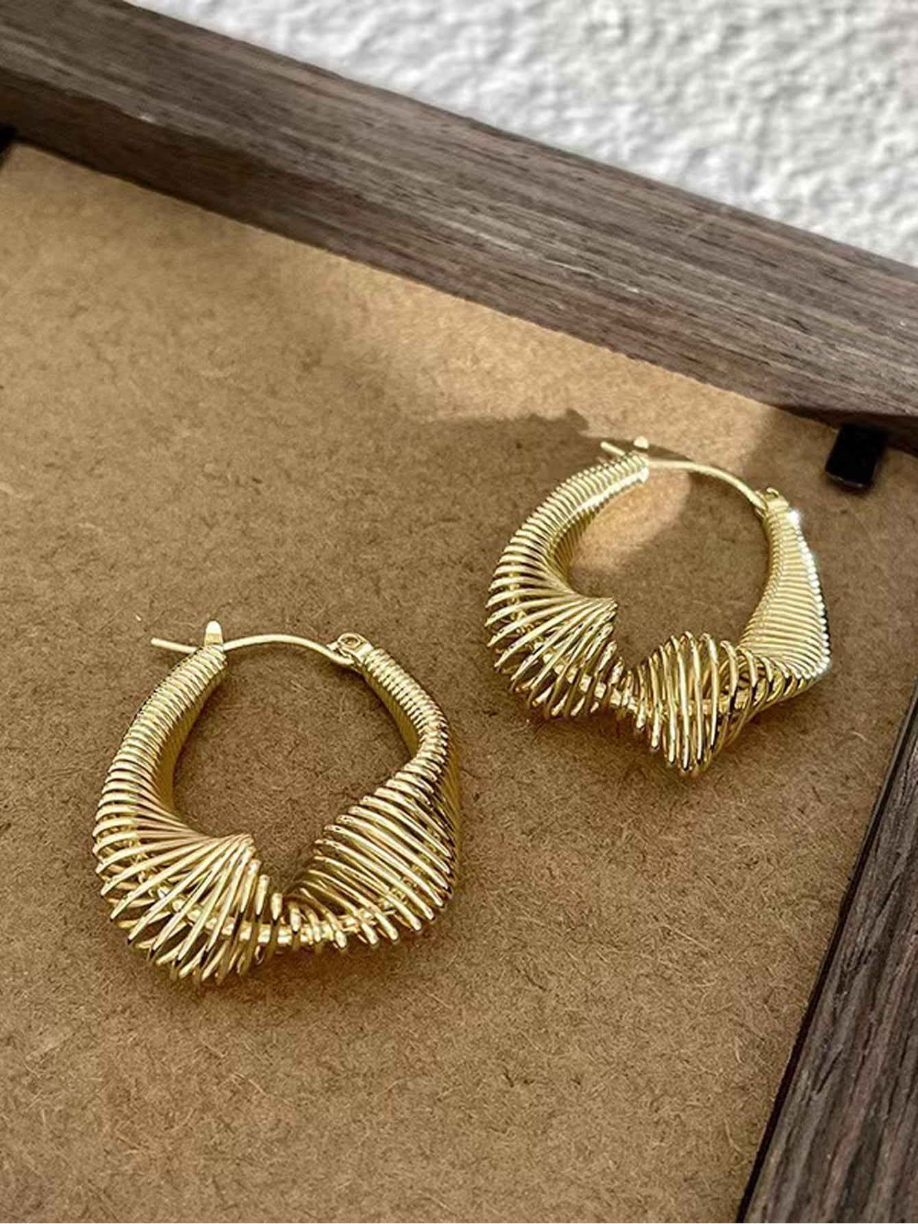 Elegant Twisted Coil 18K Gold-Plated Earrings