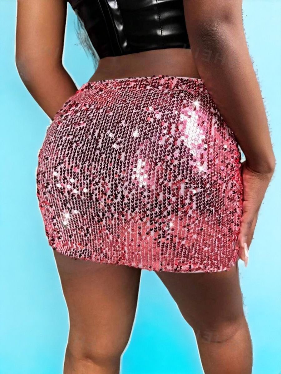 High-Waist Sequin Bodycon Skirt