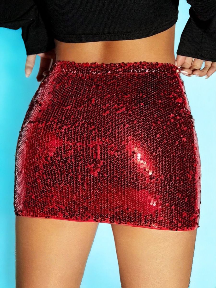 High-Waist Sequin Bodycon Skirt