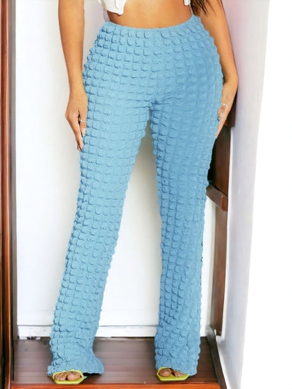 Puff Textured Flare Pants