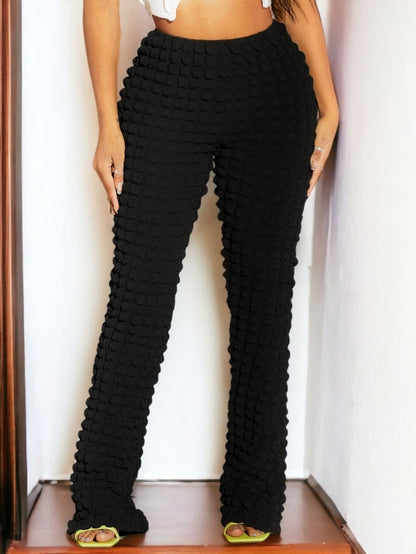 Puff Textured Flare Pants