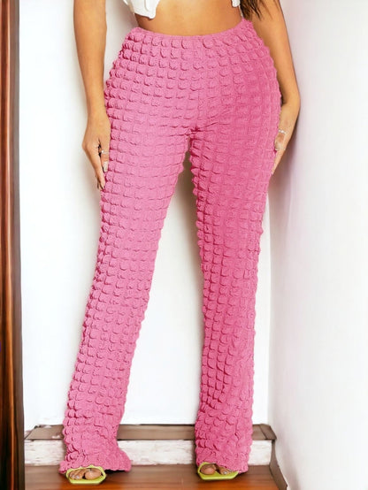 Puff Textured Flare Pants