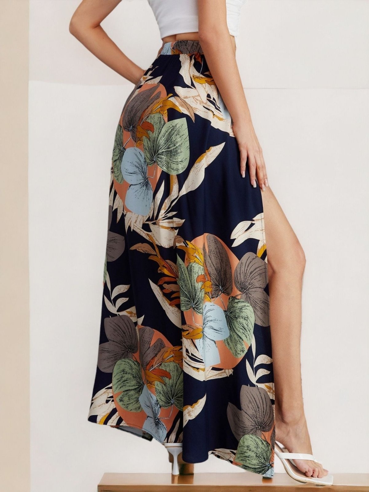 Tropical Split Thigh Skirt