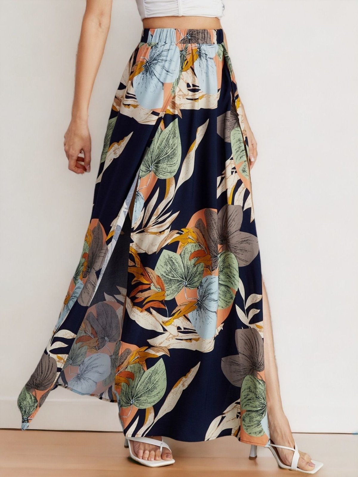 Tropical Split Thigh Skirt