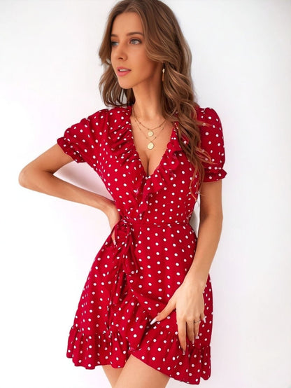 Frenchy Polka Dot Belted Dress