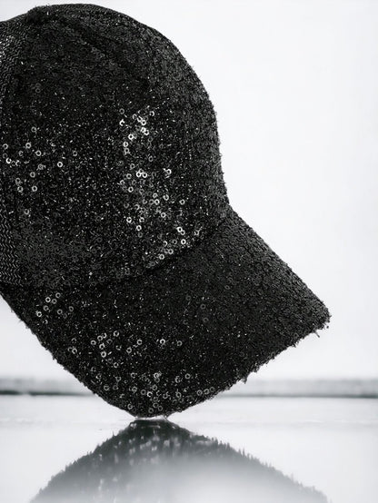 Black Sequin Bedazzled Baseball Party Cap