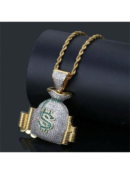 Money Bags Pendant Necklace with 24” Chain