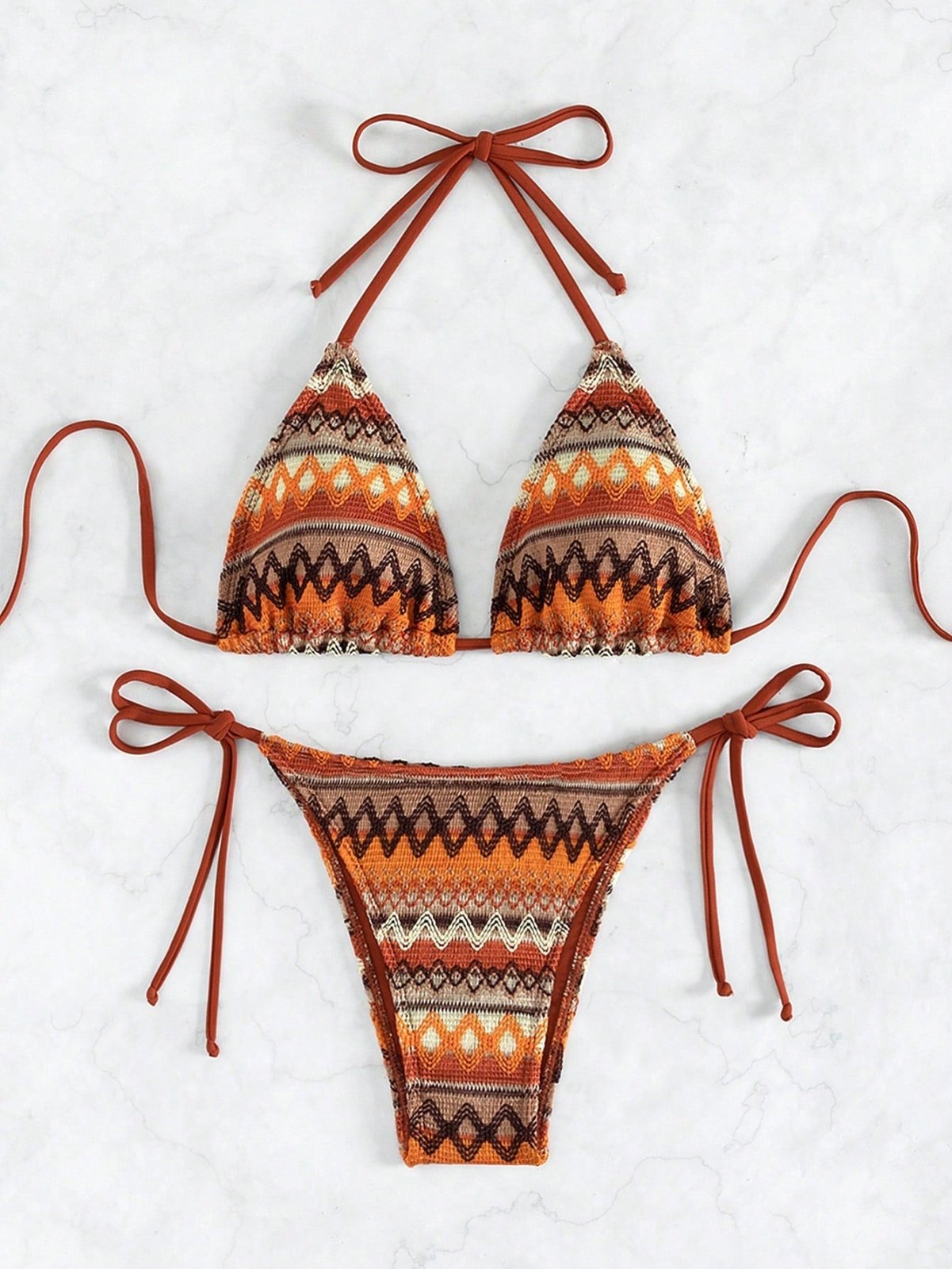 Boho Geometric Halter Bikini Set