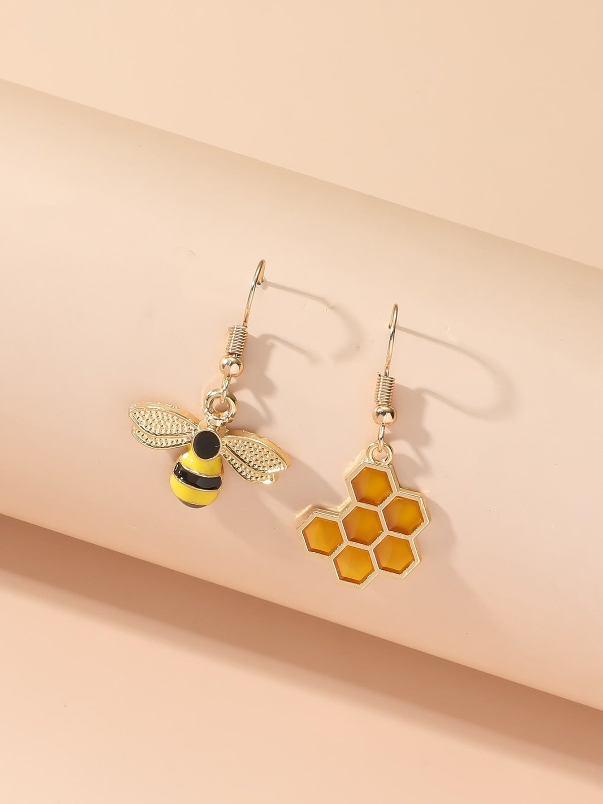 Bee & Honeycomb Mismatched Drop Earrings