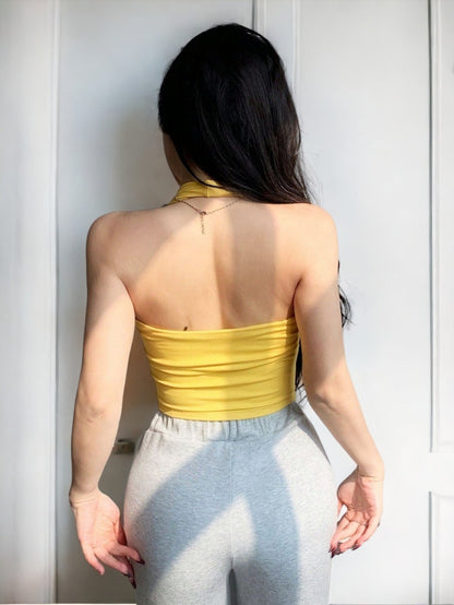 Solid Yellow Halter Tank Top