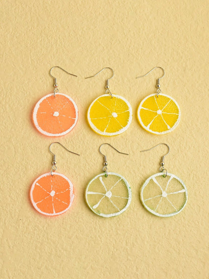 Lemon Slice Dangle Earrings Set (3-Pair)