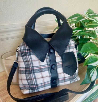 Unique Plaid Shirt Purse Handbag Clutch Satchel