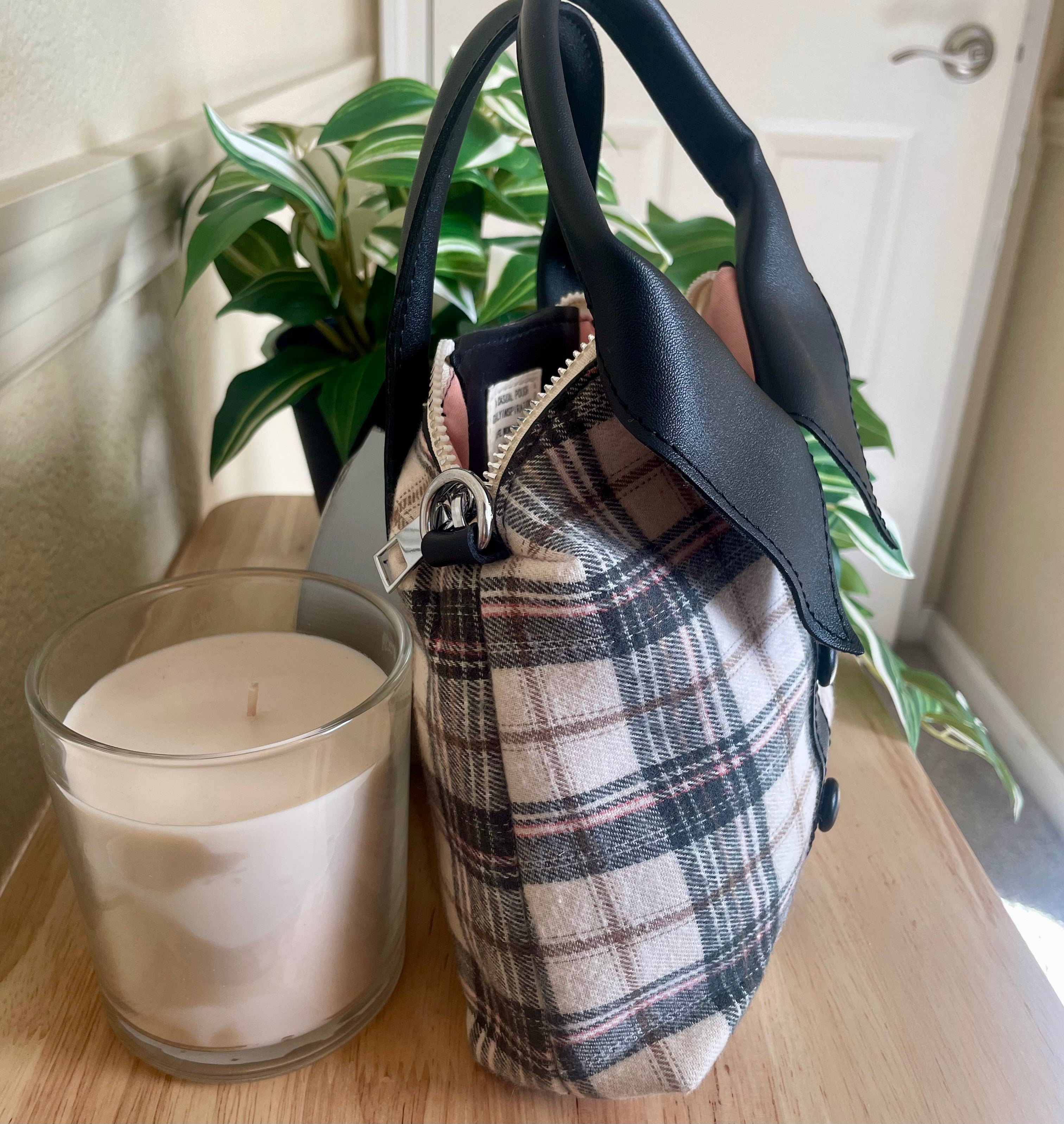 Unique Plaid Shirt Purse Handbag Clutch Satchel