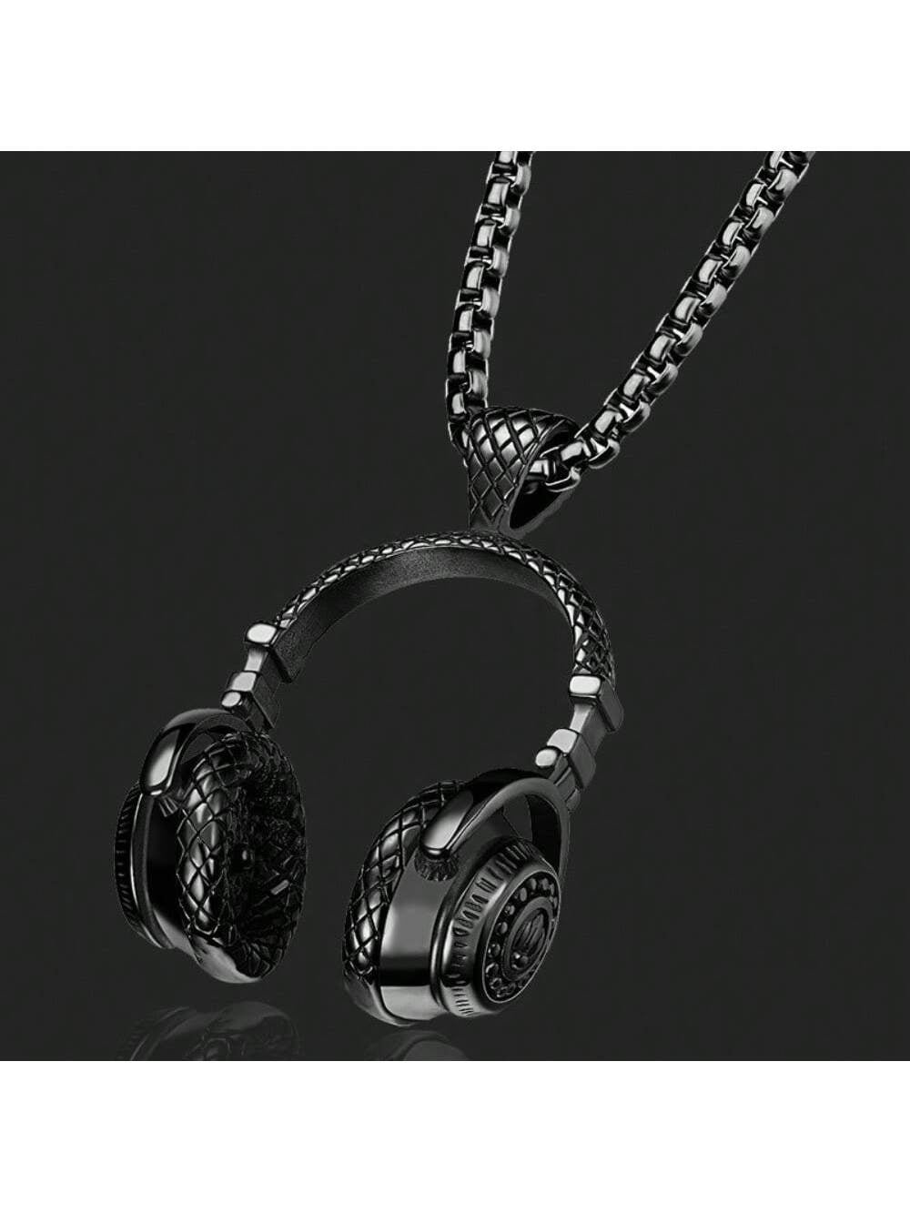 DJ Headphone Pendant Necklace (Black)