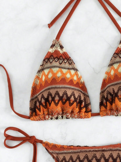 Boho Geometric Halter Bikini Set